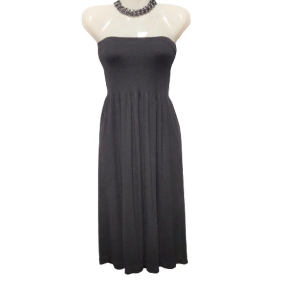 Ladies Tube Top Bandeau Strapless Black Dress - One Size - Picture 1 of 7